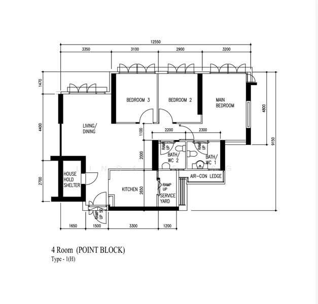 தள திட்டம் — 4-Room Premium Apartment at McNair Towers – Mid Floor Corner Unit