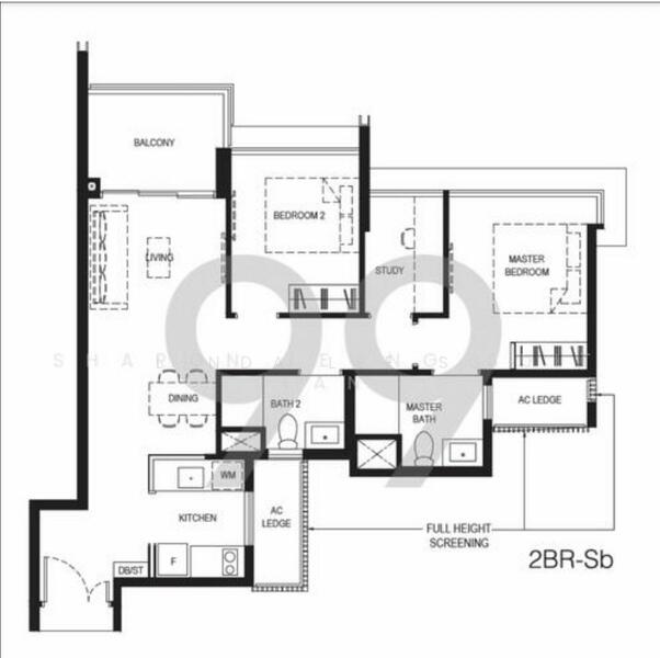Mặt bằng — Normanton Park 2-Bedroom + Study, High Floor, Unblocked View