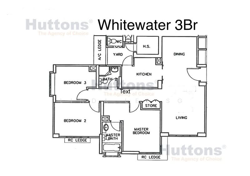 Floor plan — Whitewater 3-Bedroom Corner Unit with Unblocked Greenery View