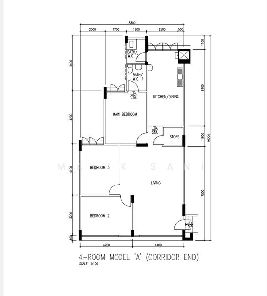 户型图 — 4A HDB Flat at 518 Jurong West Street 52 – Near Lakeside MRT