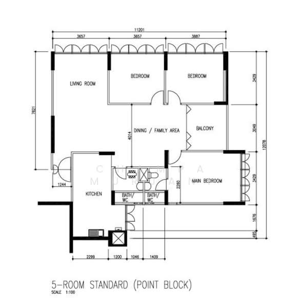 Mặt bằng — Spacious 5I HDB Flat at 73 Marine Drive – High Floor, Unblocked City & Sea View