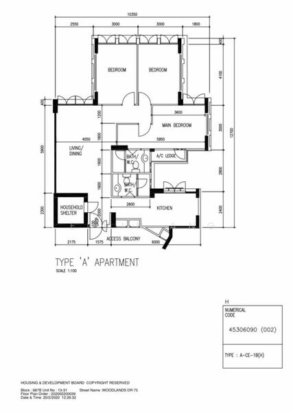 户型图 — Master & Common Bedrooms for Rent at Woodlands Drive 75