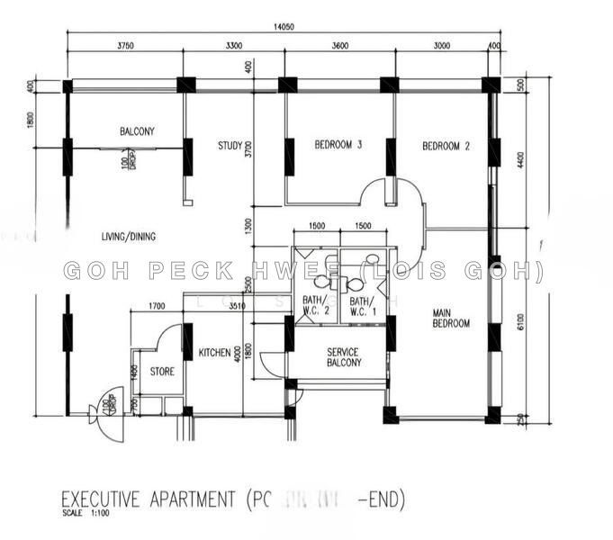 Mặt bằng — Rare 140sqm Executive Apartment at Tampines Street 72