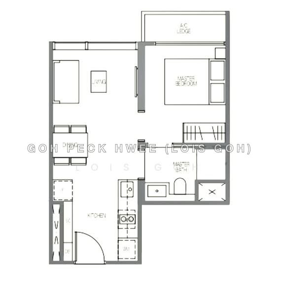 間取り図 — Midtown Modern Studio Unit – Tenanted, 409 sqft, District 7