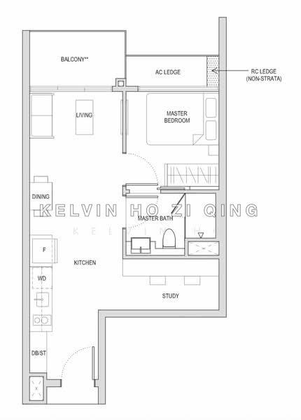 தள திட்டம் — Affinity At Serangoon – 1 Bed + Study, Move-In Ready