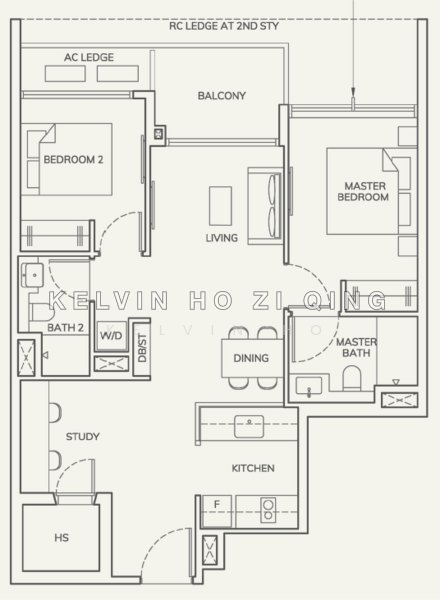 間取り図 — Ardor Residence – Brand New 2-Bed + Study, Freehold, D15