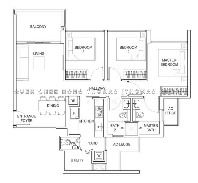 户型图 — Rivercove Residences EC – 3-Bed Greenery & River Facing Unit