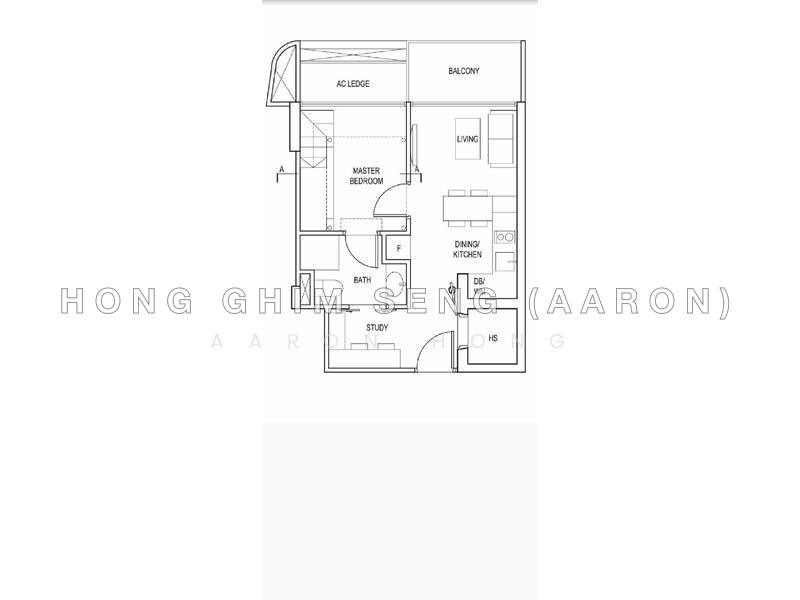 Mặt bằng — Spottiswoode Suites – High Floor 1+Study Freehold Unit with Unblocked View