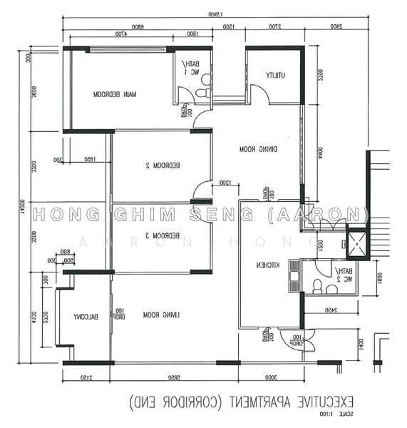 Mặt bằng — Renovated Executive Apartment at Tampines Street 12 – Mid Floor Corner Unit