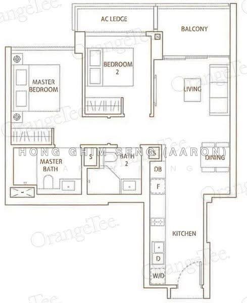 Mặt bằng — JadeScape 2-Bed High Floor Pool View Unit Near Marymount MRT