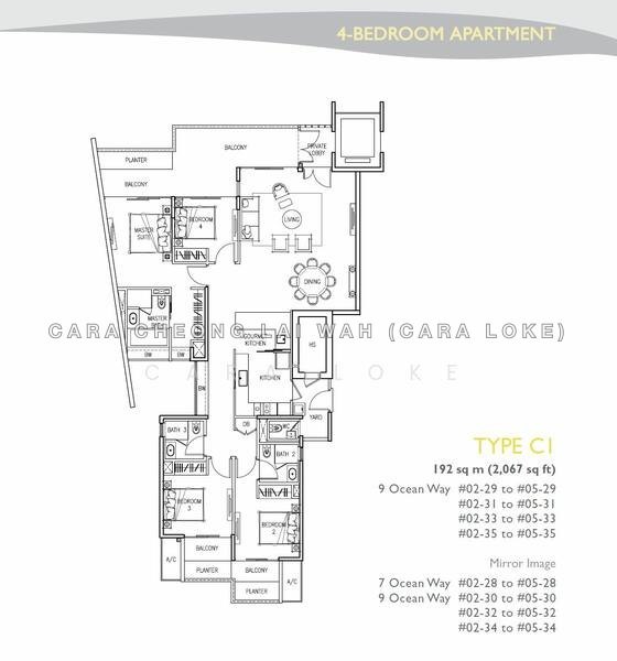 户型图 — The Residences at W Sentosa Cove – 3-Bed Waterfront Unit
