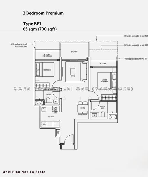 户型图 — UPPERHOUSE at Orchard Boulevard – 2-Bed Unit, 700 sqft