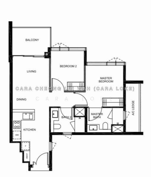 間取り図 — Leedon Green 2-Bed Pool View Unit, Freehold, 700 sqft