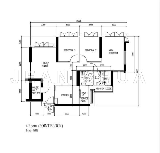 間取り図 — 4-Room Premium HDB Flat at McNair Towers, Boon Keng