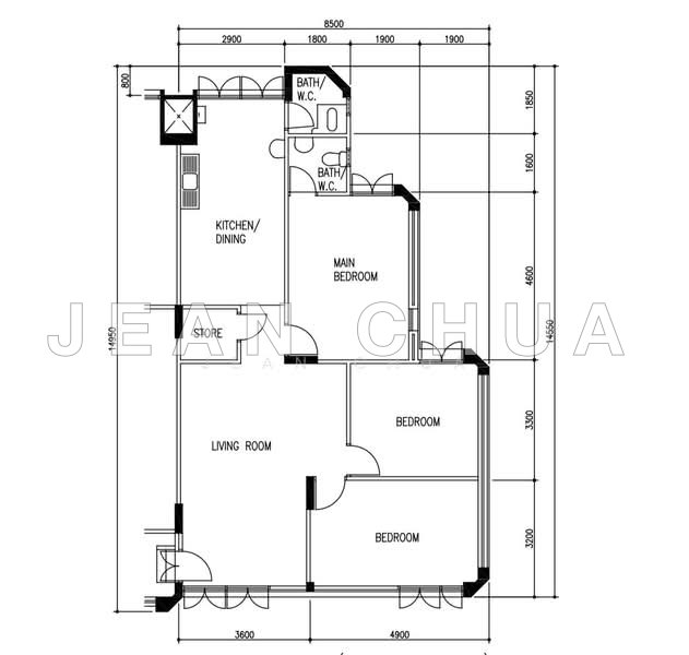 ผังพื้น — 4NG Corner Unit HDB Flat at Jurong East Street 32 – High Floor, Unblocked View
