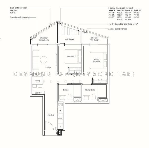 間取り図 — 2-Bed 2-Bath Unit at The Reef at King's Dock, Harbourfront