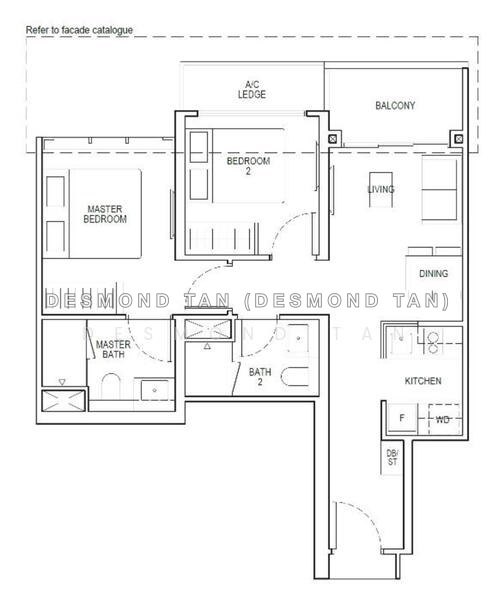 Mặt bằng — Irwell Hill Residences – 2-Bed 2-Bath Pool-Facing Unit for Rent