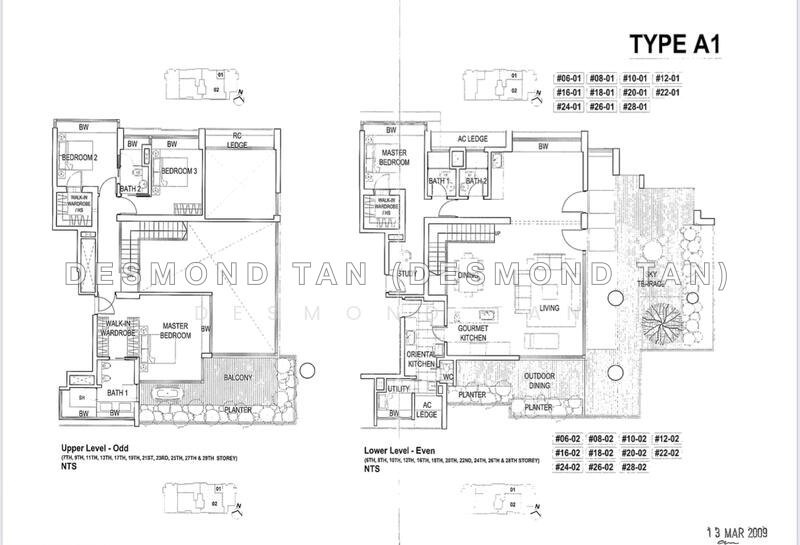 Mặt bằng — Skypark @ Somerset – 4-Bed + Study High Floor Duplex for Rent