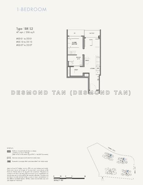 평면도 — Parc Botannia 1+Study for Rent – Brand New, Near Thanggam LRT