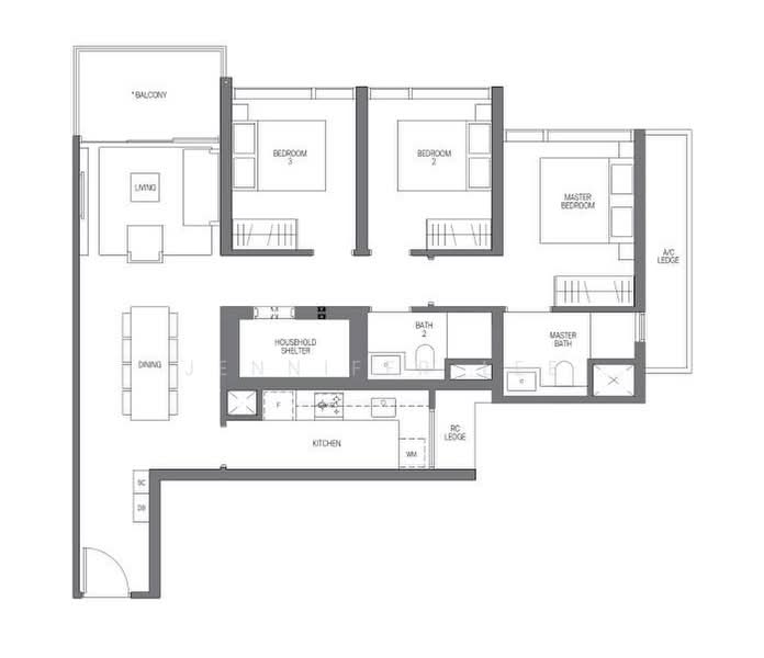 Floor plan — Midtown Modern 3-Bed NE Facing with Unblocked Views, Direct MRT Access