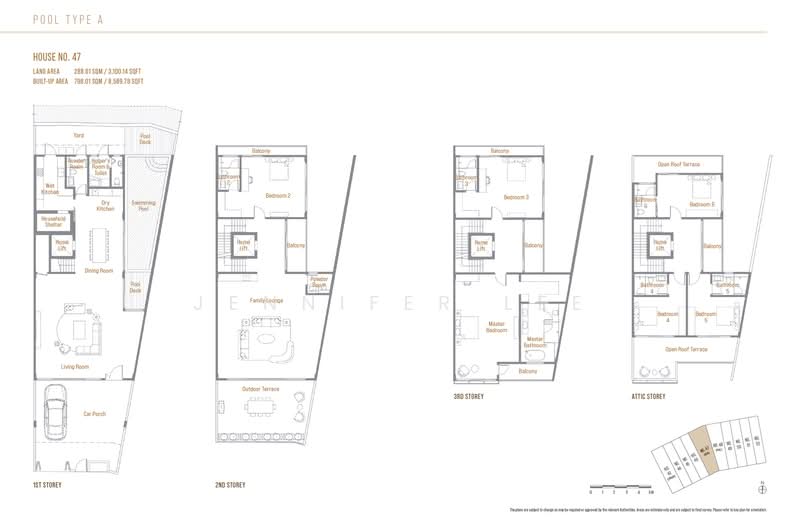 தள திட்டம் — Springleaf Collection – 3-Storey Terrace with Private Pool & Roof Terrace