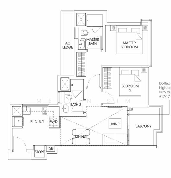 Floor plan — The Antares – 2-Bed 2-Bath Unit Next to Mattar MRT