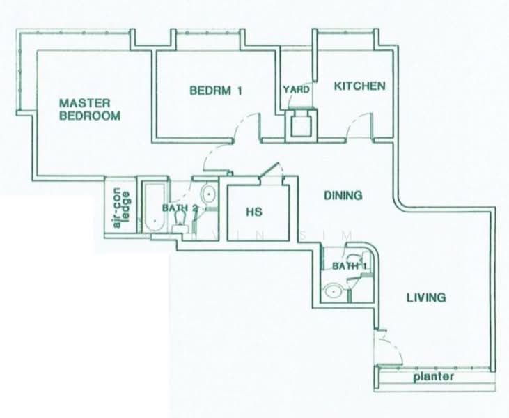Floor plan — 2-Bed 2-Bath Apartment at Jervois Regency, District 10