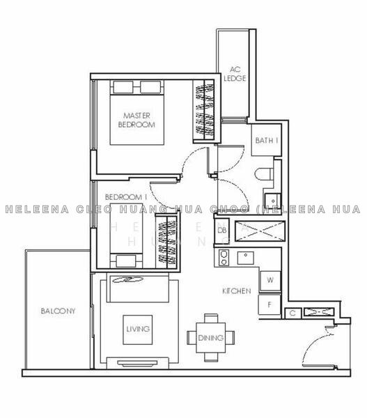 평면도 — Highline Residences 2-Bed Corner Unit Near Tiong Bahru MRT