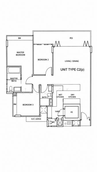 間取り図 — Horizon Residences – Freehold 3-Bed Unit at Pasir Panjang Hill