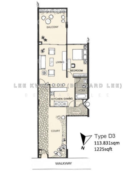 間取り図 — High-Floor 1-Bedroom with Sea View at Bedok Court