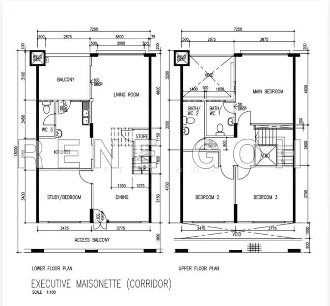 ผังพื้น — Executive Maisonette at 254 Bangkit Road – Highest Floor, Unblocked View
