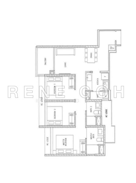 户型图 — The Botany at Dairy Farm – 3-Bed Corner Unit with Greenery View