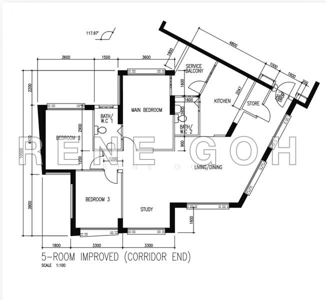 户型图 — 5-Room Corner HDB Unit at Bedok Reservoir Road – Fully Furnished