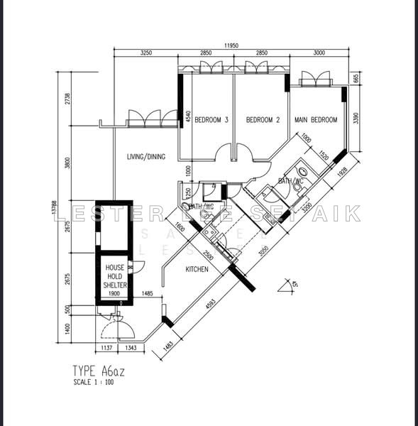 户型图 — 4A HDB Flat for Rent at 298 Punggol Central – Mid Floor Corner Unit