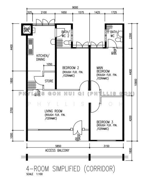 間取り図 — High Floor 4-Room HDB at 106 Bishan Street 12 – Move-In Ready