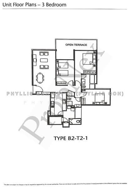 ผังพื้น — Spacious 3-Bed 3-Bath at Varsity Park Condominium, West Coast Road