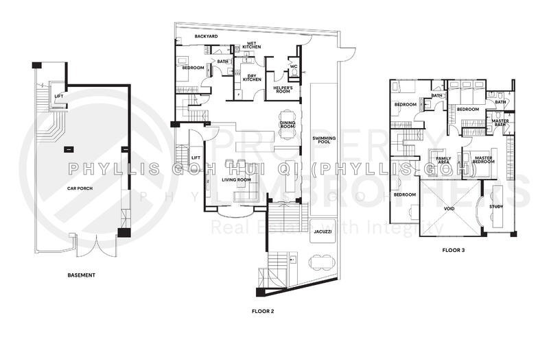 ผังพื้น — Freehold Corner Semi-D with Park Facing & Pool in District 23