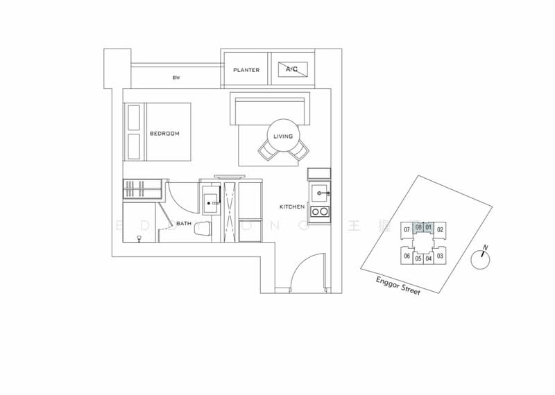 間取り図 — Skysuites @ Anson – High Floor Studio with City View
