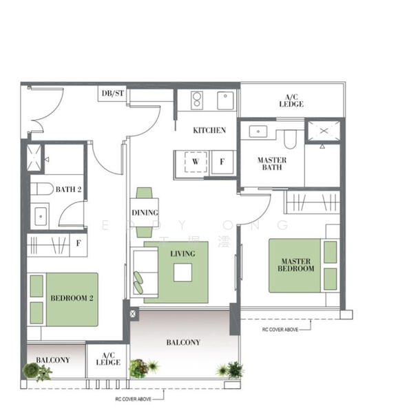 間取り図 — Fully Furnished Studio at Botanique at Bartley – Flexible Lease