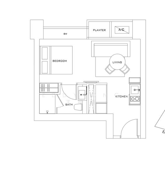 户型图 — Skysuites @ Anson – High Floor 1-Bed Studio with City Views