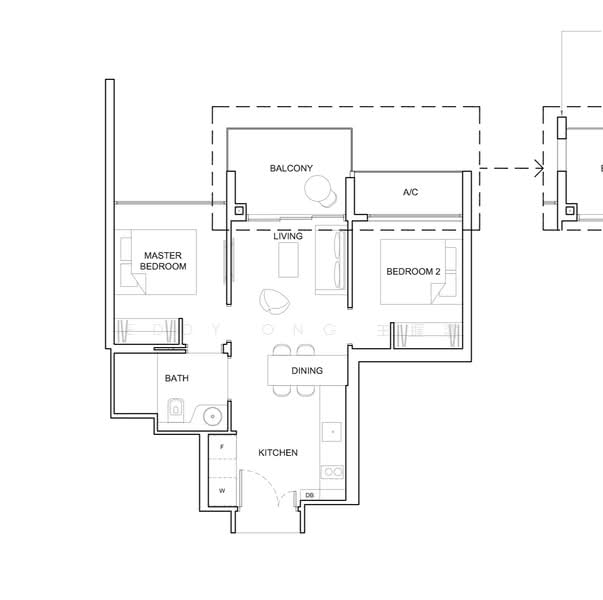 Floor plan — High Floor Renovated 2-Bedroom Unit at High Park Residences