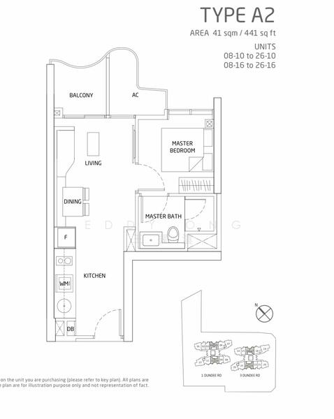Floor plan — Queens Peak High Floor 1-Bed Unit Near Queenstown MRT