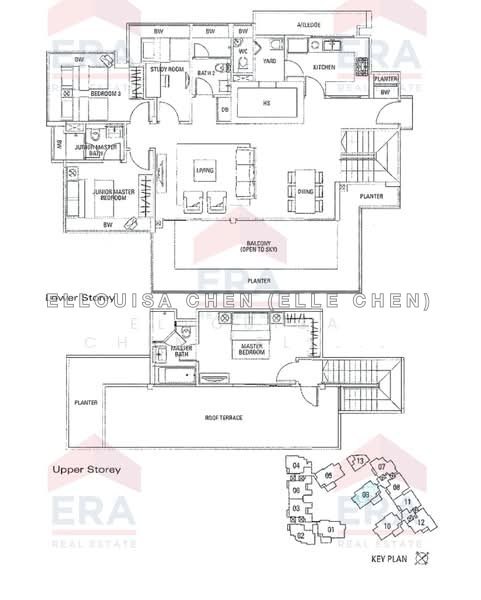 間取り図 — Spacious 3+1 Penthouse at Waterford Residence, Robertson Quay