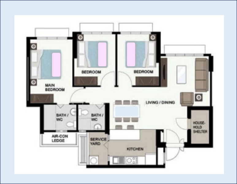 户型图 — Renovated 4-Room HDB Flat at Bidadari Park Drive