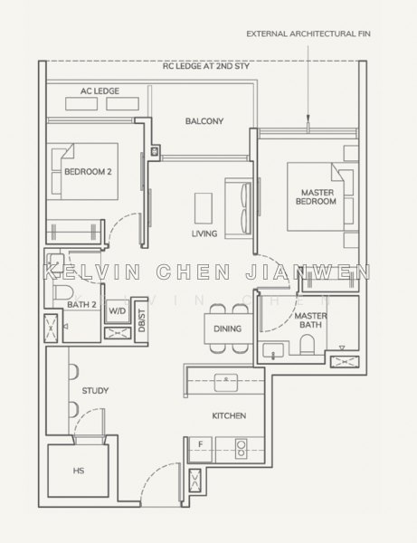 தள திட்டம் — Ardor Residence – 2-Bed & Study, Freehold, District 15