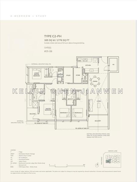ผังพื้น — Ardor Residence – 4-Bed + Study (Convertible to 5-Bed), Freehold, D15