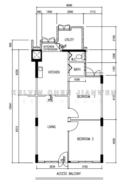 Mặt bằng — High Floor 3-Room HDB Flat at 98 Aljunied Crescent