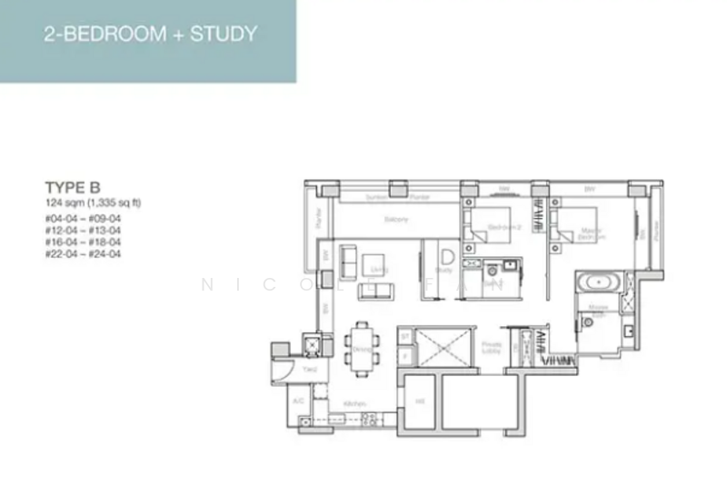 Floor plan — Nouvel 18 – 2-Bed Fully Furnished Apartment at 18 Anderson Road