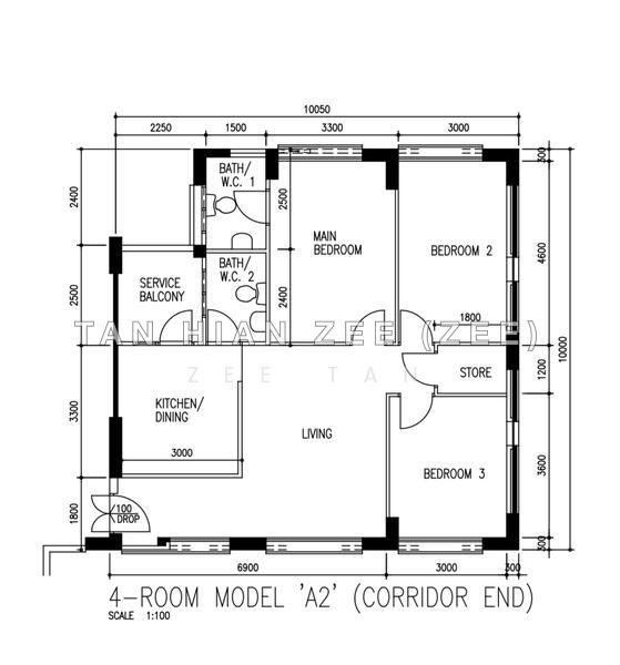 間取り図 — High-Floor Corner 4-Room HDB at Hougang Street 91