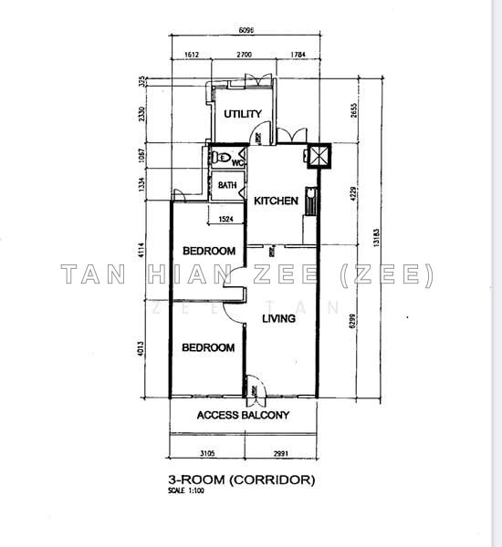 தள திட்டம் — 3I HDB Flat at 213 Boon Lay Place – Mid Floor Corridor Unit
